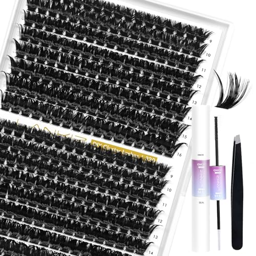 LANKIZ DIY Lash Extensions, 72pcs Wispy Lash Clusters,16mm Individual Lashes, Soft & Natural Cluster Eyelash Extensions