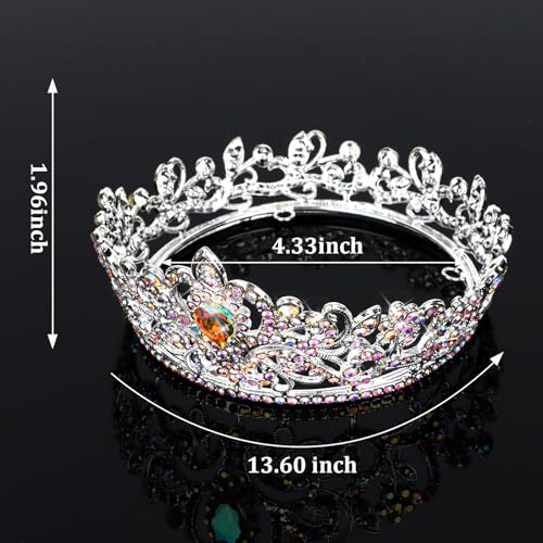 Silver AB Rhinestone Crown Cake Topper for Girls