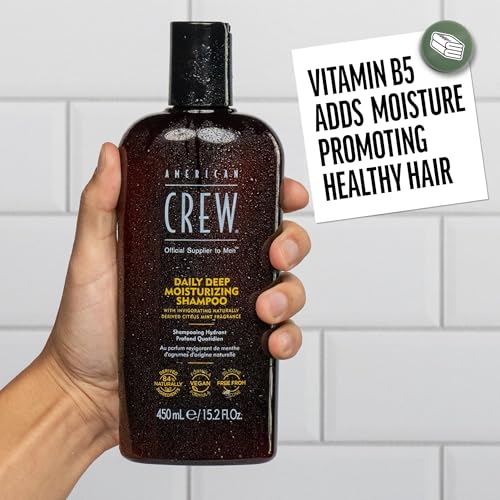 AMERICAN CREW Shampoo for Men, Daily Deep Moisturizer, Naturally Derived, Vegan Formula, Citrus Mint Fragrance, 8.45 Fl Oz