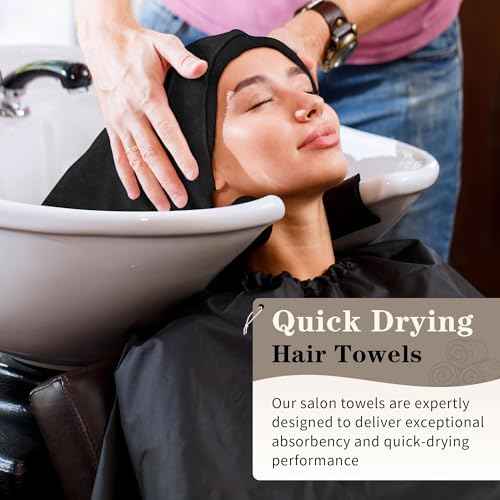 FIXSMITH Salon Towels 24 Pack, Black Hand Towels for Bathroom, Quick Dry Gym Towels, Spa Face Towel, Absorbent Microfiber Towels for Salon, Barber, Gym, Bath, Pedicure and Home Hair Care,16 x 27 in