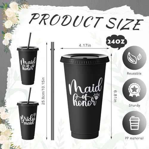 48 Pcs Bridesmaid Proposal Gifts Set, Maid of Honor Gifts Set from Bride, Will You Be My Bridesmaid Gift Box, 24 oz Tumbler Bridal Bachelorette Party Presents for Bridesmaids Wedding (Black)