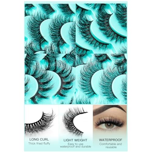 False Eyelashes Natural Lashes Wispy Lashes Strip Eyelashes Lash Extension Cat Eye Wispy Lashes?Easy Apply Cluster Lashes for Fluffy, Natural Look, 12 Pairs