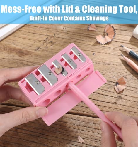 5-Hole Makeup Pencil Sharpener with Cover for Eyebrow & Eyeliner - Pink