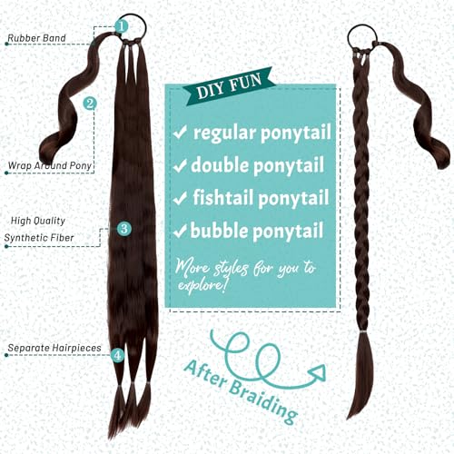 Cephermer 26''/30'' Braided Ponytail Extension - Natural Soft Synthetic Hair