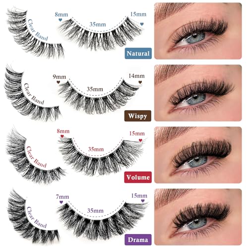Cat Eye False Eyelashes - 20 Pairs Wispy Demi Lash Set