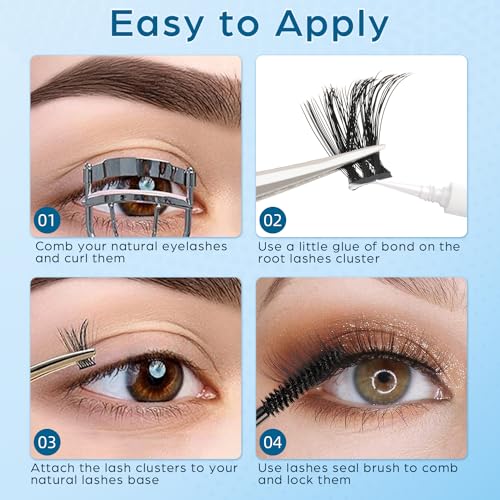 DYSILK Lashes Clusters Individual Lashes - Fluffy Lash Clusters 280pcs DIY Lash Extension Mink Eyelash Clusters Wispy 10-16mm Volume Lash Clusters C Curl Reusable (60D+80D-Fluffy-10-16mm Mix)