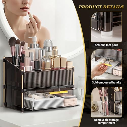 INVSSENE Stackable Makeup Organizer with Drawer