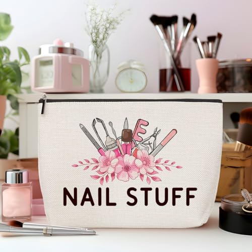 2 Pcs Nail Stuff Makeup Bag, Portable Pouch Purse Travel Essentials Organizer Cosmetic Bags for Women, Manicurist Travel Makeup Toiletries Accessories, Christmas Birthday Gifts for Women Manicurist
