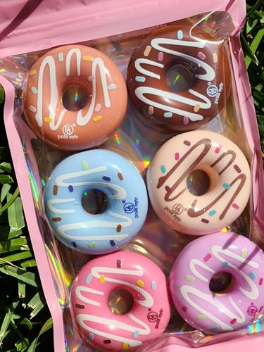 Donut Lip Gloss Keychain Set of 6 - Hydrating Fruit Scented