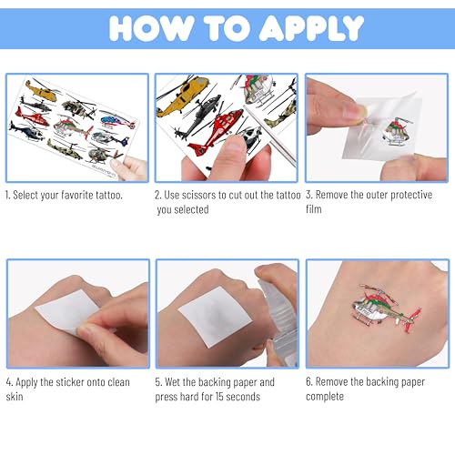 102 Pcs Helicopter Temporary Tattoos for Kids - Party Favors