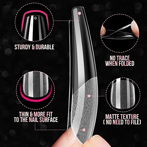Makartt Acrylic Nail Stand Nail Practice Stand Magnetic Nail Tips Practice Bundle with Makartt 500Pcs Soft Gel Full Cover Nail Tips, Medium Coffin Clear Fake Nail Tips