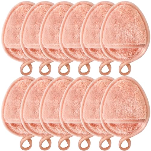 Reusable Makeup Remover Pads Soft Makeup Remover Cloths Washable Facial Makeup Cleansing Pads for Face,Lip,Eyes Orange 12PCS