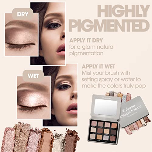 Eyeshadow Brush Set (Rose Gold) with Glam Smokey Eyeshadow Palette