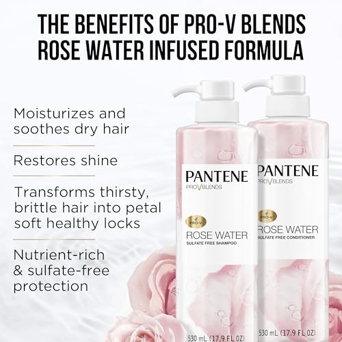 Pantene Rose Water Sulfate Free Shampoo & Conditioner Set, 17.9 Fl Oz