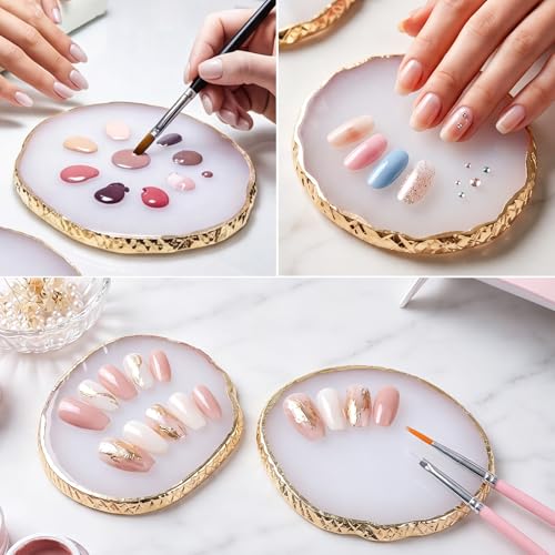 Pengxiaomei 2 Pcs Resin White Nail Art Palette, Polish Palette Nails
