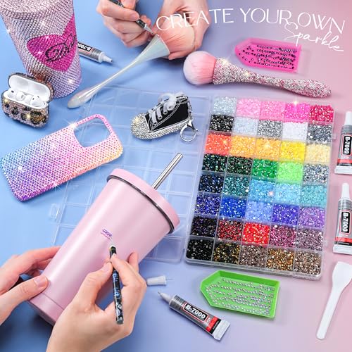LOTWOW 50000Pcs Bedazzling Kit with 3mm Rhinestones - 40 Colors