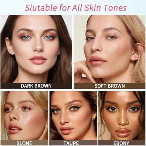 Eyebrow Stencils, Eye Brow Stencil Kits Waterproof Brow Stamp Perfect Eyebrows, Eyebrow Stamp Trio Kit with Sponge Applicator Smudge-proof for Women With 10PCS Eyebrow Shaping Kit, Dark Brown