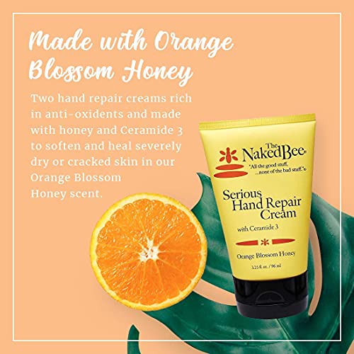 The Naked Bee Orange Blossom Honey Serious Hand Repair Cream 3.25oz Orange Blossom Honey Restoration Foot Balm, 2oz