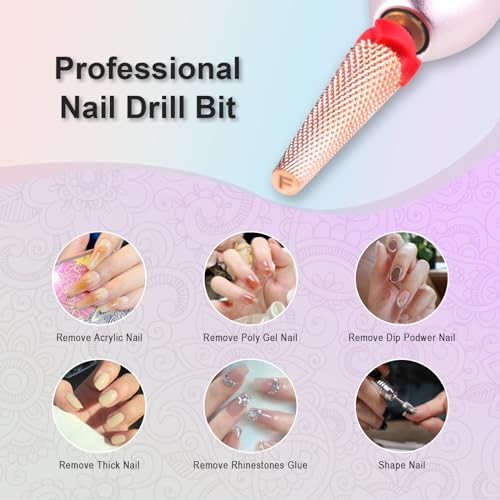 Depvko 5-in-1 Carbide Nail Drill Bit 3/32'' Rose Gold Fine