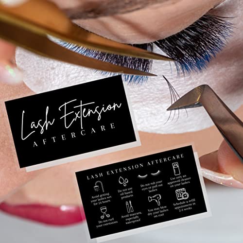 Lash Aftercare Extension Cards | 50 Pack | Eyelash False 2 x 3.5¡± inches Symbols 2-3 Week Refill Instructions Minimalist White and Black How to Care for Your Extensions lash Artists Hand to customers