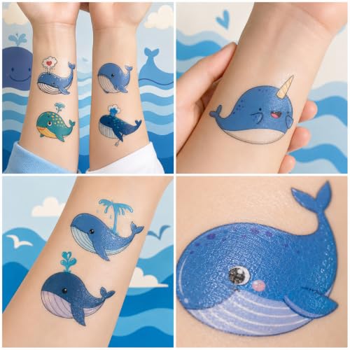 96 Whale Temporary Tattoos Ocean Sea Animals Party Favors