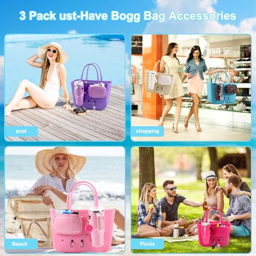 MEETI 4Pcs Bogg Bag Organizer Holder Checkerboard Pattern – Cup & Phone Holder Set