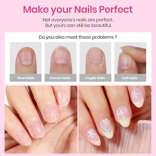 Beetles Almond Extra Short Gel Nail Tips 384pcs - No Shaping Needed, 12 Sizes