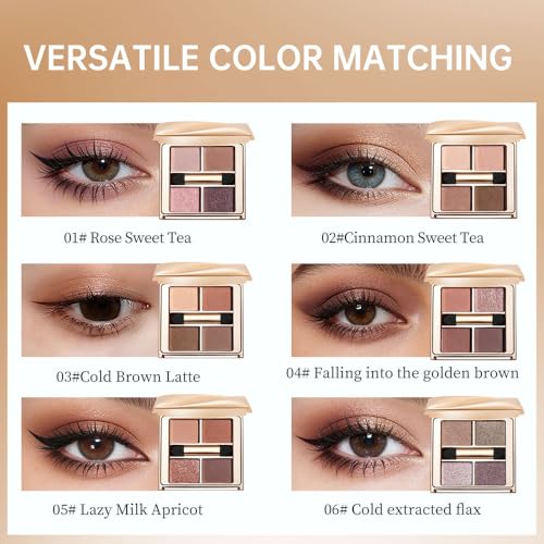 Nude Rose Shimmer Eyeshadow Palette - 4 Soft Pearl Shades