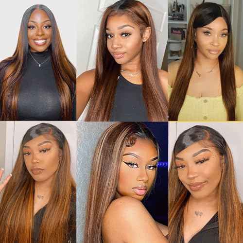P1B30 Bundles Ombre Brown Straight Human Ahir Bundle Fb30 Highlight Hair Extensions Two Tone Black Mixed With Color 30 Brown 3 Bundles 16 18 20 Inch 300G