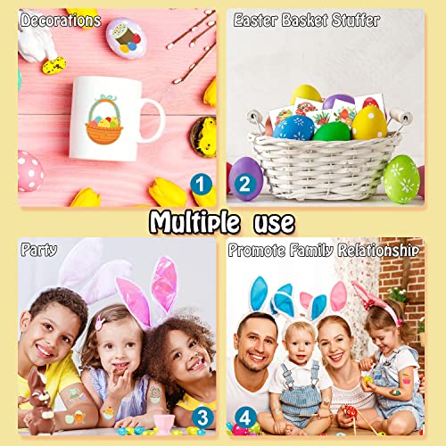 Partywind 204 Styles Glow Easter Kids Temporary Tattoos for Easter Basket Stuffers, Individually Wrapped Sheets Easter Tattoo Stickers for Boys Girls Party Favors, Easter Egg Hunt Games Essentials