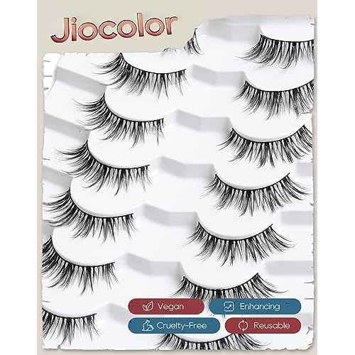 Natural Lashes That Look Like Extensions Strip Lashes Natural Look Thin Band Wispy Eyelashes 13mm Cat Eye False Eyelashes Foxy Eye Lashes 12 mm 7 Pairs S10
