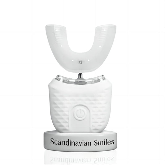 Deedlite Scandinavian Smiles Toothbrush for Adults, Electric Sonic Toothbrush with 48,000 RPM & UV Blue Light, 3 Modes, IPX7 Waterproof,360° U-Shape Design, (White)