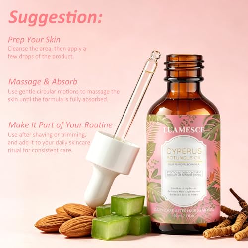 Cyperus Rotundus Hair Growth Reducing Oil for Face & Body - 2oz Organic