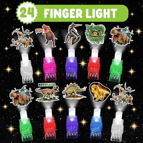 72 Pcs Dinosaur Party Favors Set - LED Finger Lights & Glow Tattoos