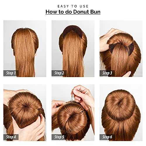 Hair Bun Maker Set with 8 Donuts, 40 Bobby Pins & Elastic Bands