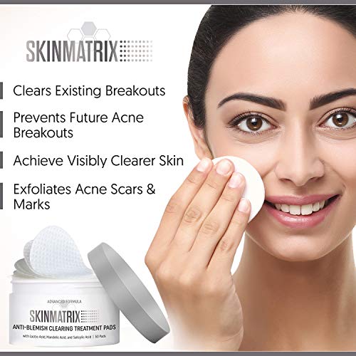 YISHIQIAnti-Blemish Acne Control Pads- Contains Salicylic, Lactic, & Mandelic Acid. Clears Away Clogged Pores, Whitehead & Blackhead Pimples. Eliminates Acne for Face & Body.
