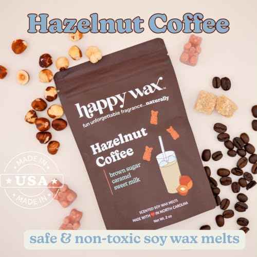 Happy Wax Marble Signature Warmer and Wax Melts Kit (Coffee) - Includes: Hazenut Coffee, Caramel Macchiato and Vanilla Bean Latte