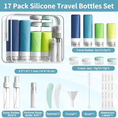 INSFIT 17-Pack TSA Travel Bottles Set - Leak Proof, BPA Free
