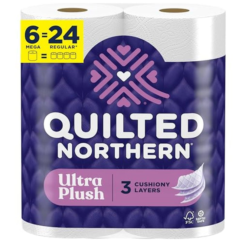 Quilted Northern Ultra Plush Toilet Paper - 6 Mega Rolls, 3-Ply Softness