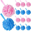 Duraaamo 12 Pcs Bath Loofah Sponge, Baby Shower Exfoliating Body Scrubber 50g Bath Shower Loofah Sponge Pouf Puff Mesh Pouf Balls Soft Quick-Dry Cleanse Skin Accessories for Women Men