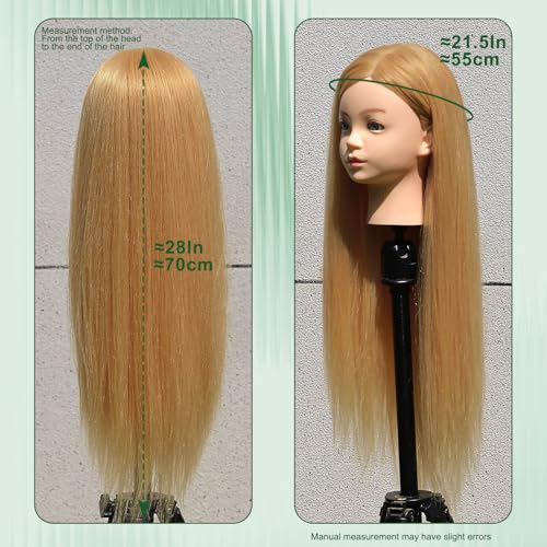 Mannequin Head 28in 180% Density Real Hair Braiding Practice