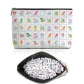Blue Leaves Mahjong Tile Bag – Thick Canvas Organizer with Zipper