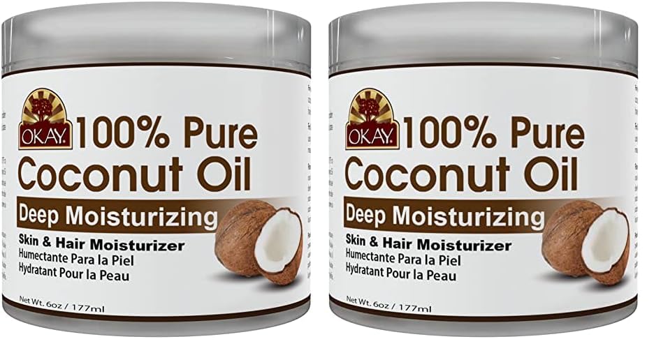 Okay 100% COCONUT OIL for HAIR and SKIN in JAR 6oz / 177ml (Pack of 2)