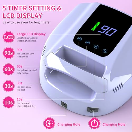 ANGNYA 96W LED Nail Lamp UV Gel Dryer with Dual Light