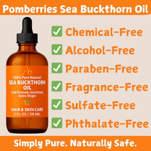 Sea Buckthorn Oil ? 100% Pure Cold-Pressed from Fruit & Seed ? Sea Buckthorn Seed Oil for Face, Hair, Skin & Nails ? Supports Radiant, Youthful-Looking Skin ? Amber Glass Bottle 2 fl oz