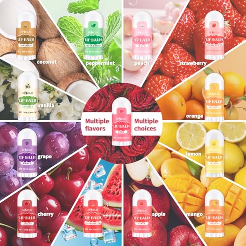 Mini Lip Balm 50 Pack, Natural Lip Balms with Vitamin E and Coconut Oil. Moisturizes for Dry Lips, Perfect for Christmas Gifts, Party Favors, Gift Bags and Small Gifts-13 Flavors