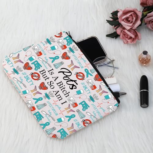 G2TUP POTS Inspired Gift - Makeup Bag, Awareness Cosmetic Bag, POTS Syndrome Fighter Gift