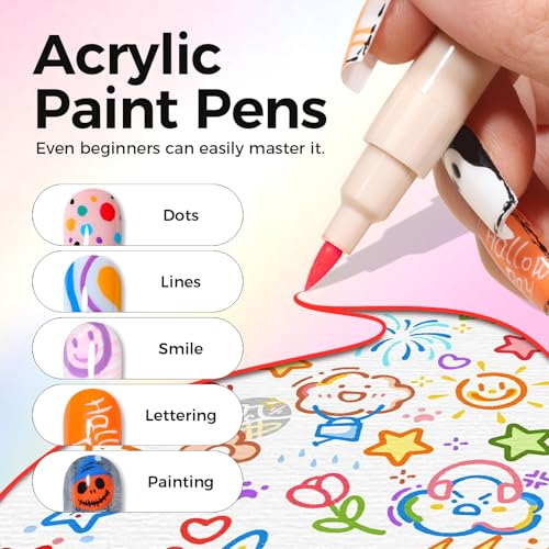 Nail Art Pens Set - 12 Colors 0.7mm Fine Tip for DIY Manicure