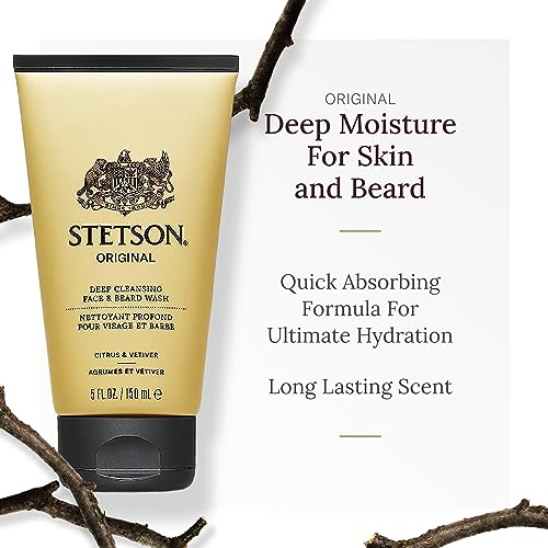 SCENT BEAUTY STETSON Personal Care Face & Beard Moisturizer Facial Moisturizer for Men - Cream for Face & Beard - 5 oz - 3 Pack - Original Fragrance