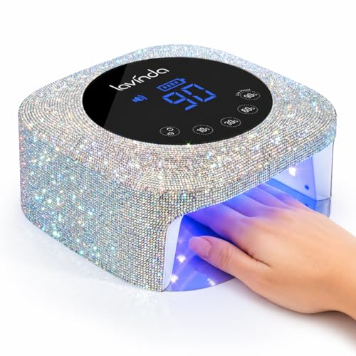 Lavinda Cordless UV LED Nail Lamp for Gel Nails with Rhinestones, Fast Curing & Large Space